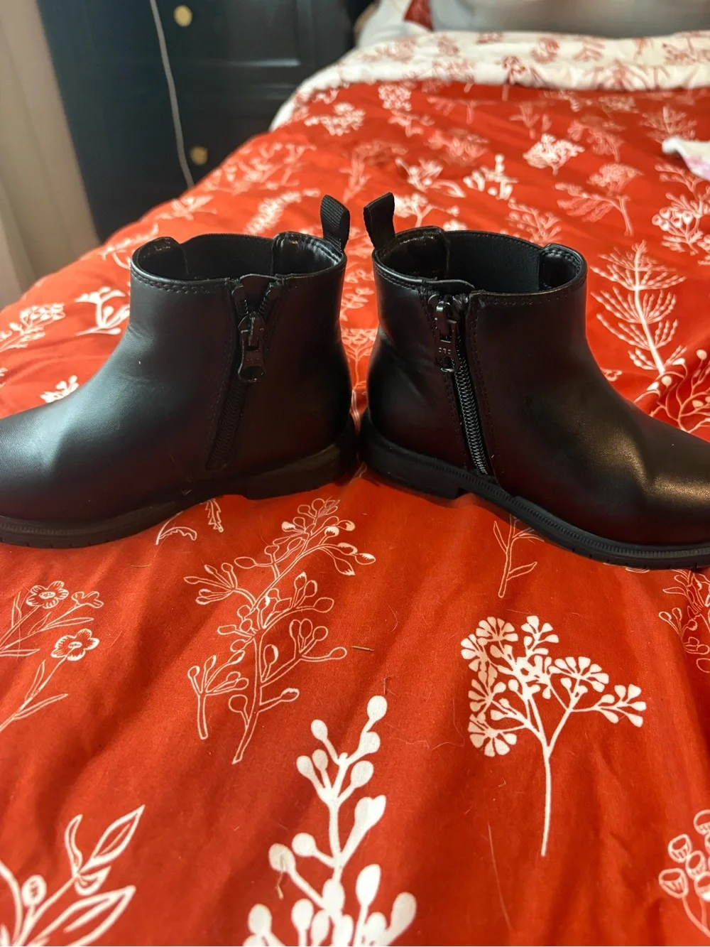 Cat & Jack Black Kids Ankle Boots with Side Zip